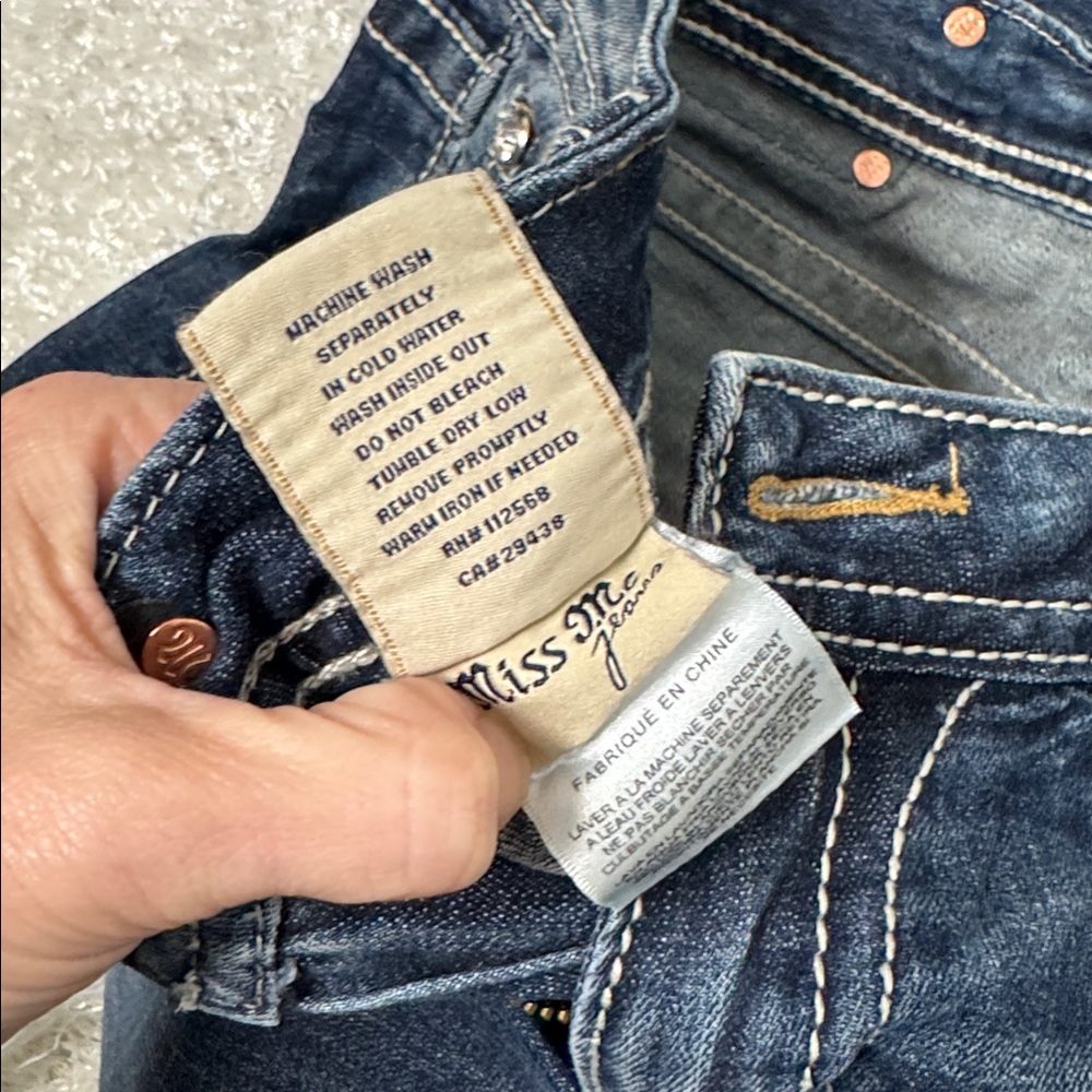 Miss Me Women's Boot Cut Jeans - Dark Blue with Silver Accents - Picture 5 of 7